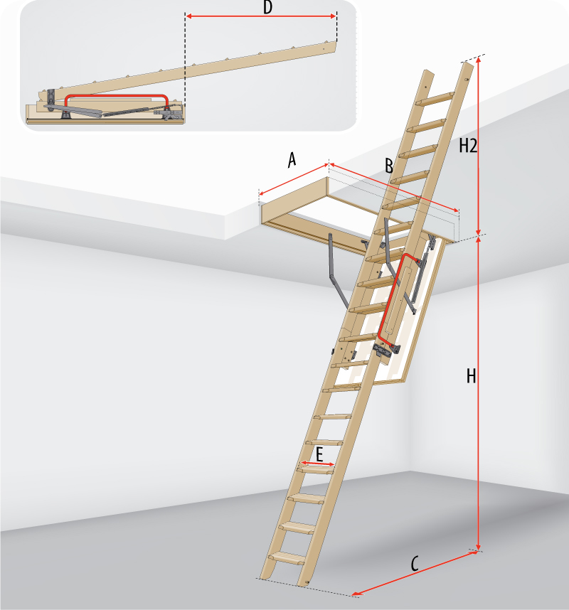 Лестница чердачная раздвижная LDK 60х120 Fakro