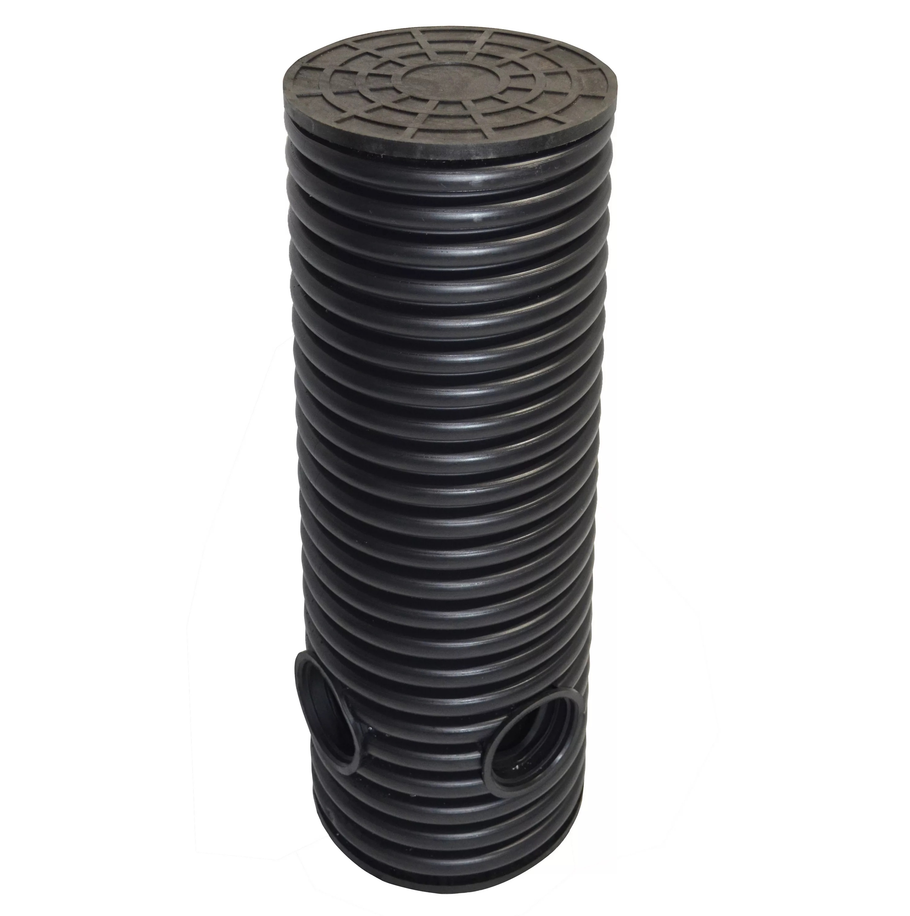 Колодец дренажный (2 подк. D110мм 180 град.) с дном и крышкой, h=1м D340/300мм купить в Санкт-Петербурге