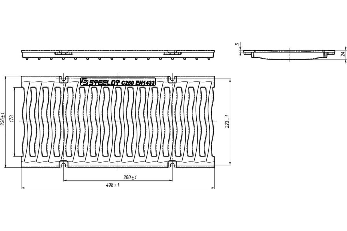 Решетка чугунная волна SteeStart DN200 C250