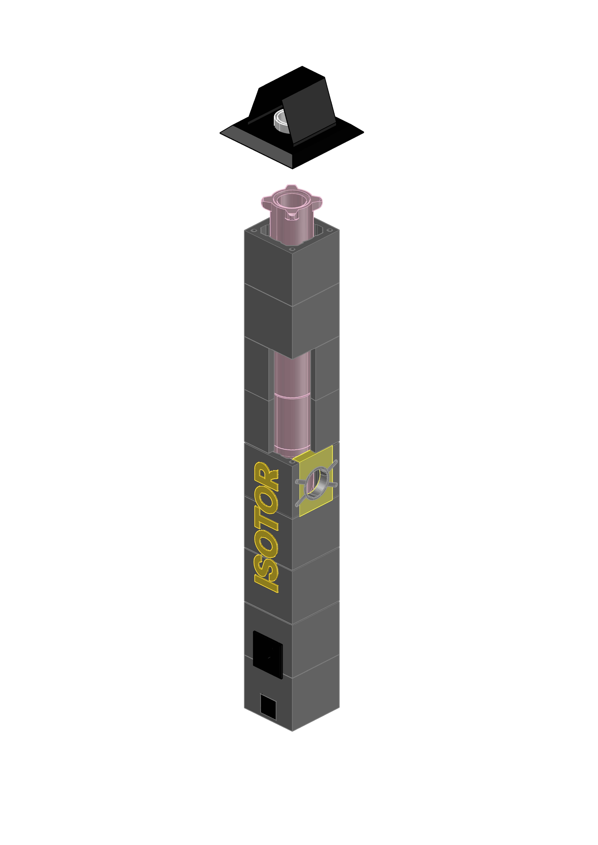 ISOTOR Комплект основания 3м Ø16 подкл150, Schiedel, серый