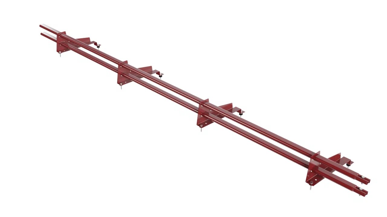 Снегозадержатель трубчатый BORGE для металлочерепицы с высокой ступенькой (шаг обрешетки 350мм) 3м, красный (3011)