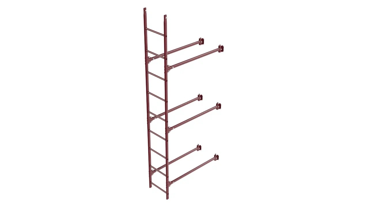 Комплект фасадной лестницы Borge <b>(Нижняя секция)</b> 2,7м , темно-красный (3005)