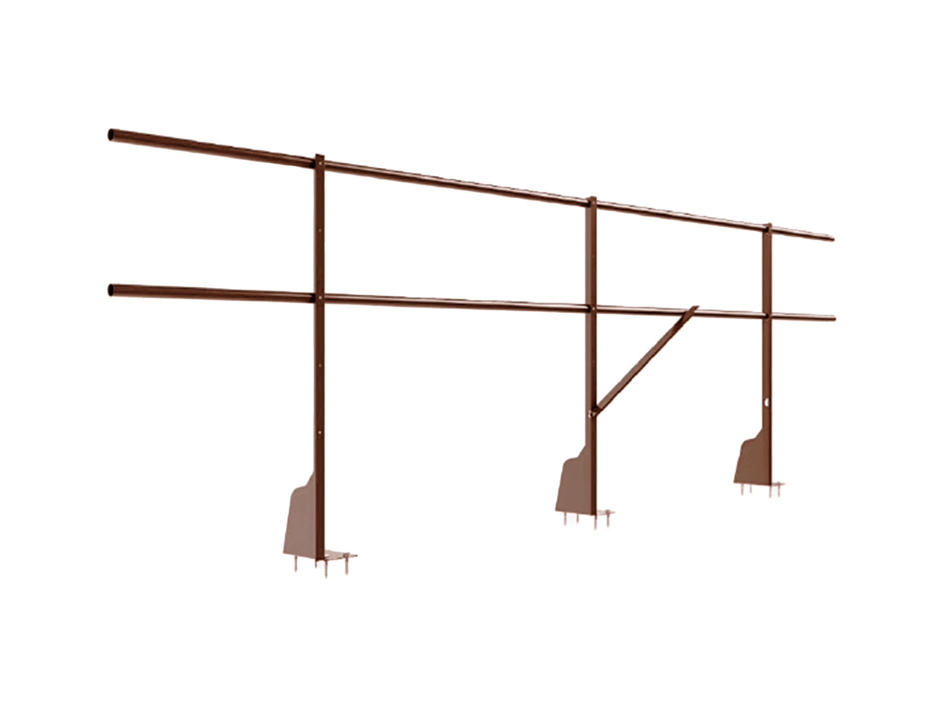 Ограждение плоских кровель 3м Н-90 верхнее крепление BORGE, Ограждение плоских кровель 3м Н-90 верхнее крепление темно-коричневый (RR32) BORGE