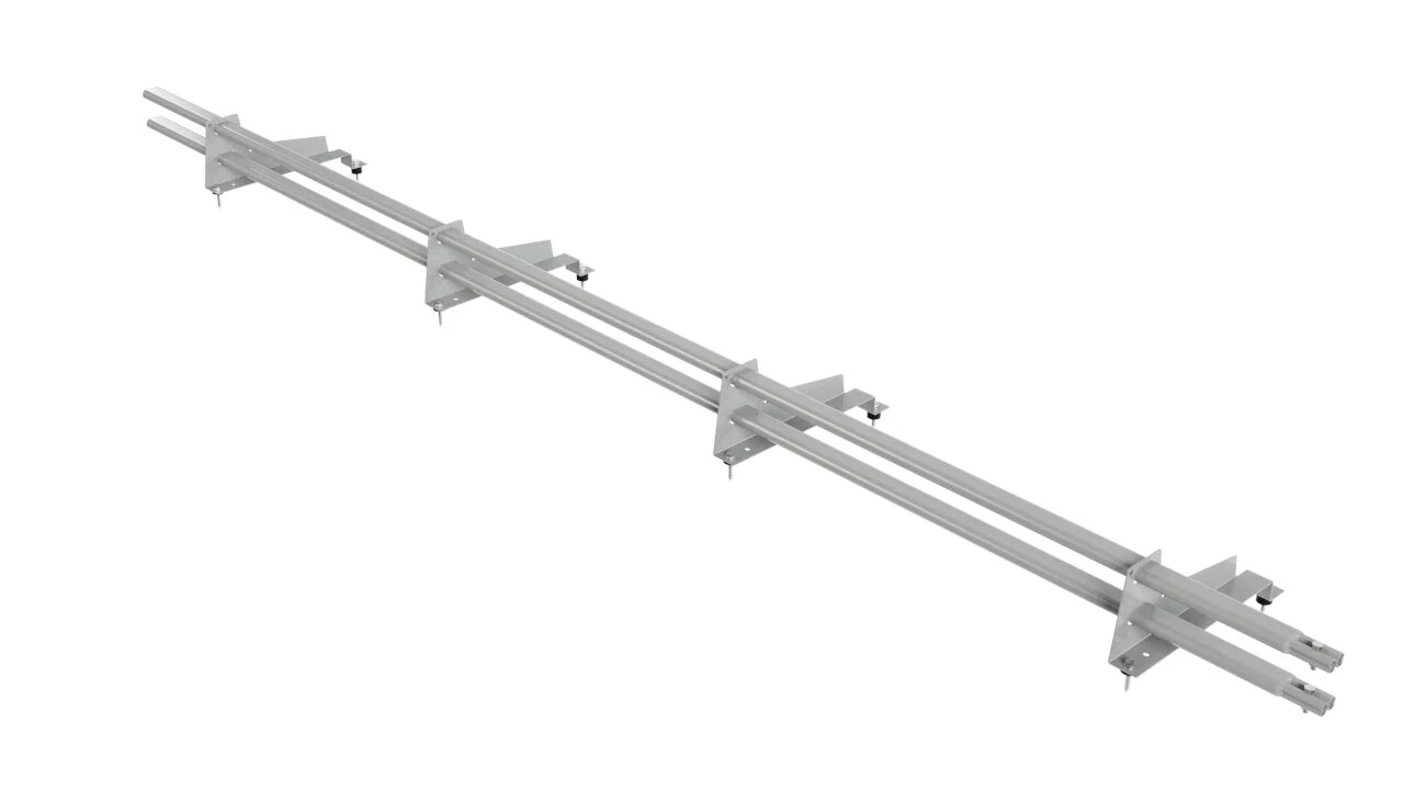 Снегозадержатель трубчатый BORGE для металлочерепицы с высокой ступенькой (шаг обрешетки 350мм) 3м, серебро (9006)