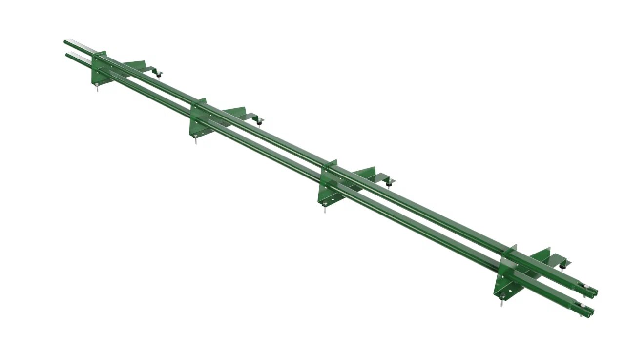 Снегозадержатель трубчатый BORGE для металлочерепицы с высокой ступенькой (шаг обрешетки 350мм) 3м, зеленый (6002)