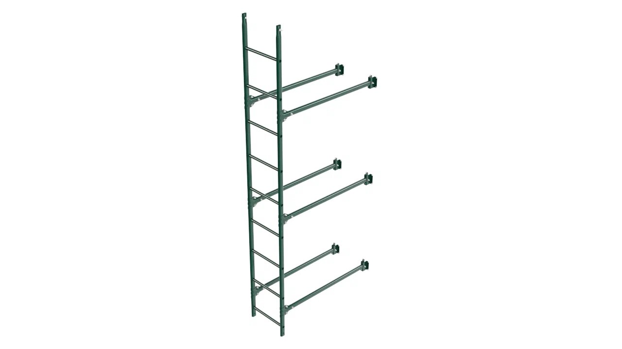Комплект фасадной лестницы Borge <b>(Нижняя секция)</b> 2,7м , темно-зеленый (6005)