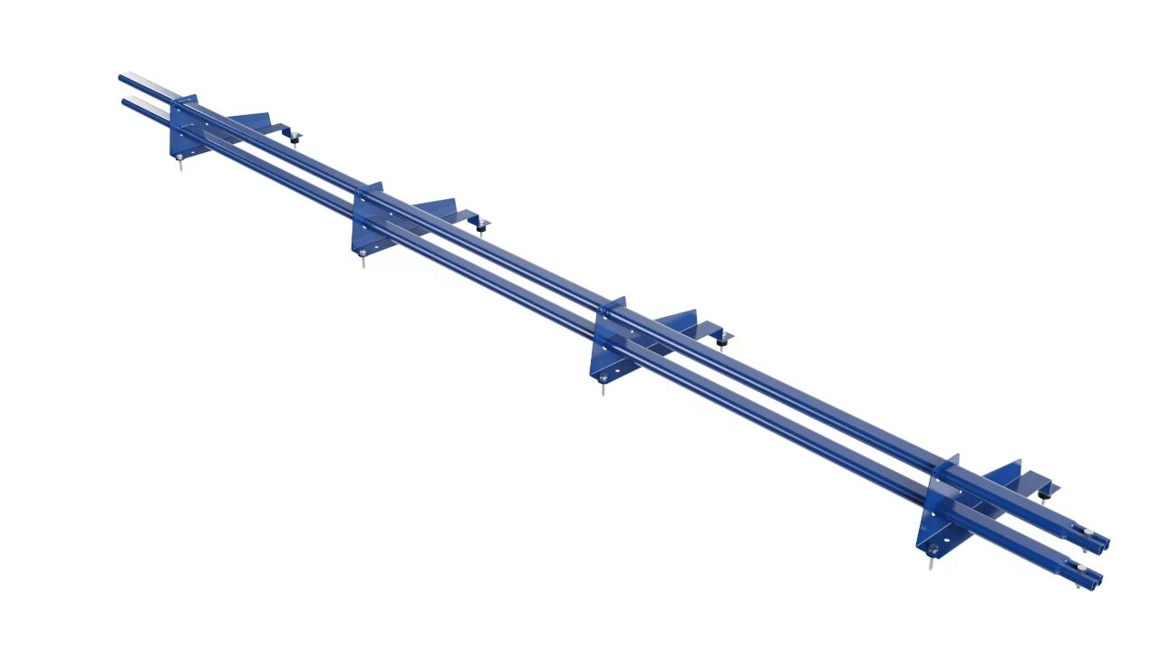 Снегозадержатель трубчатый BORGE для металлочерепицы с высокой ступенькой (шаг обрешетки 350мм) 3м, синий (5005)