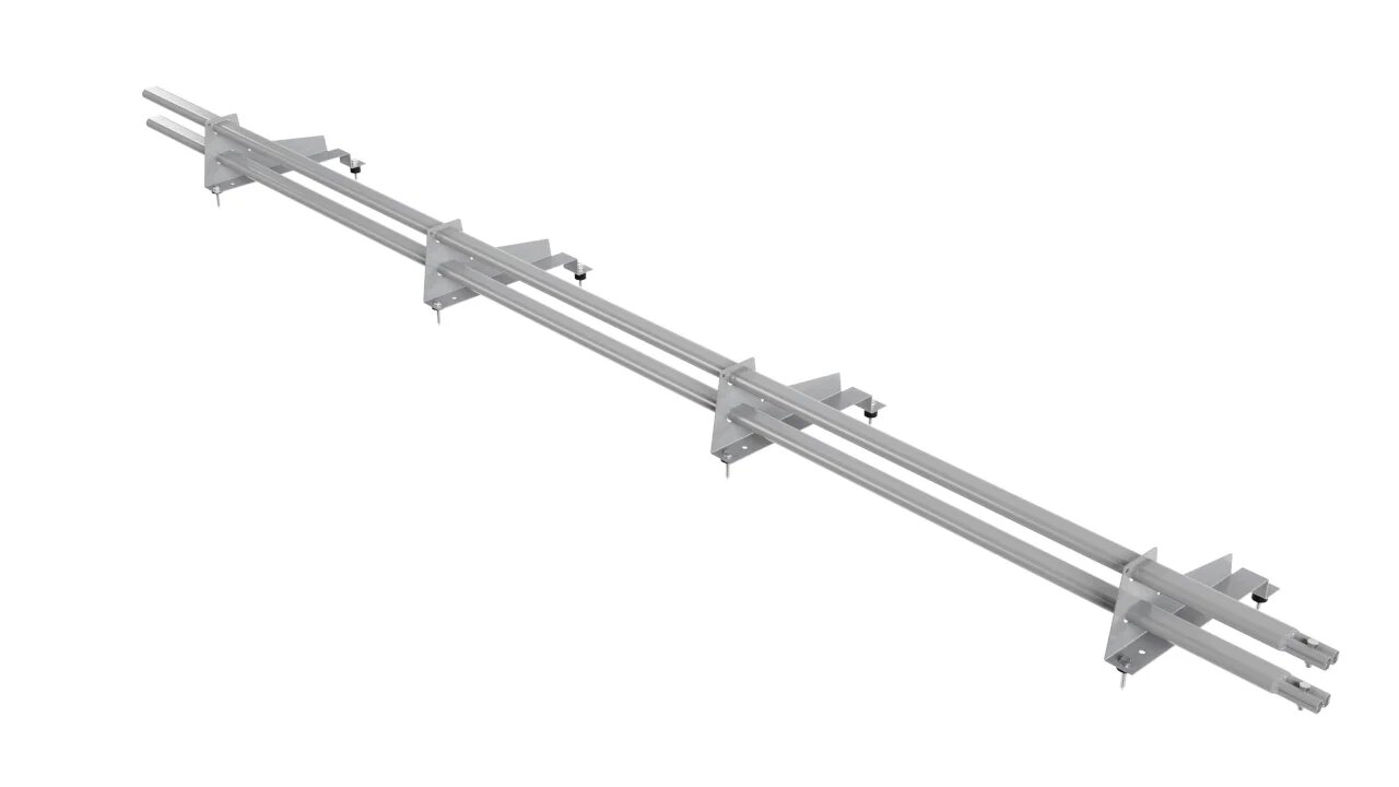 Снегозадержатель трубчатый BORGE для металлочерепицы с высокой ступенькой (шаг обрешетки 350мм) 3м, светло-серый (7004) 