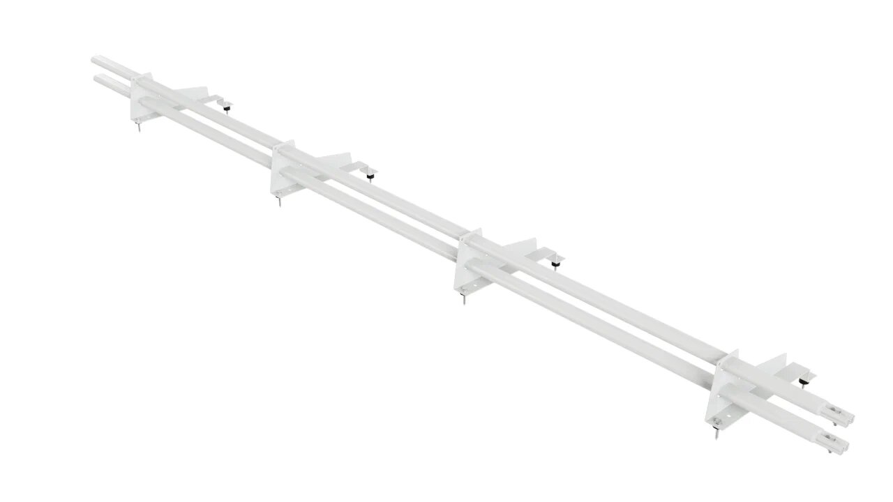 Снегозадержатель трубчатый BORGE для металлочерепицы с высокой ступенькой (шаг обрешетки 350мм) 3м, белый (9003)
