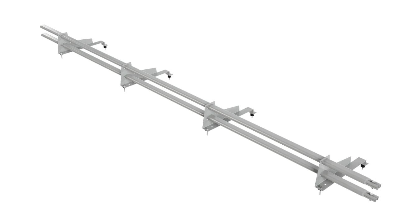 Снегозадержатель трубчатый BORGE для металлочерепицы с высокой ступенькой (шаг обрешетки 400мм)   3м, серебро (9006)
