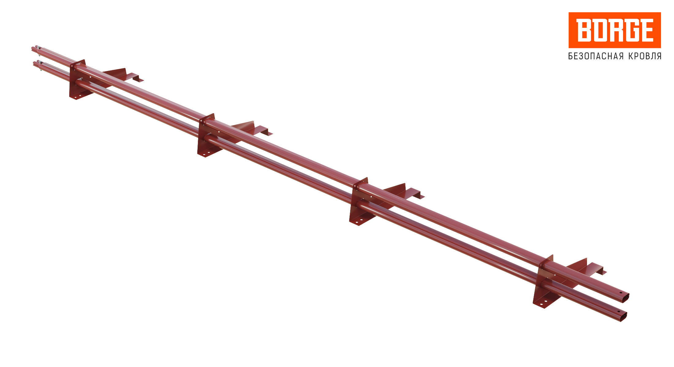 Снегозадержатель трубчатый BORGE для металлочерепицы с высокой ступенькой (шаг обрешетки 350мм) 3м, коричневый (8017)