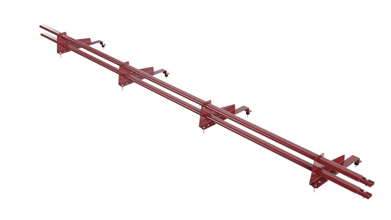 Снегозадержатель трубчатый BORGE для металлочерепицы с высокой ступенькой (шаг обрешетки 400мм)   3м, красный (3011)