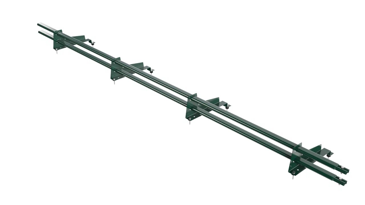 Снегозадержатель трубчатый BORGE для металлочерепицы с высокой ступенькой (шаг обрешетки 350мм) 3м, темно-зеленый (6005)