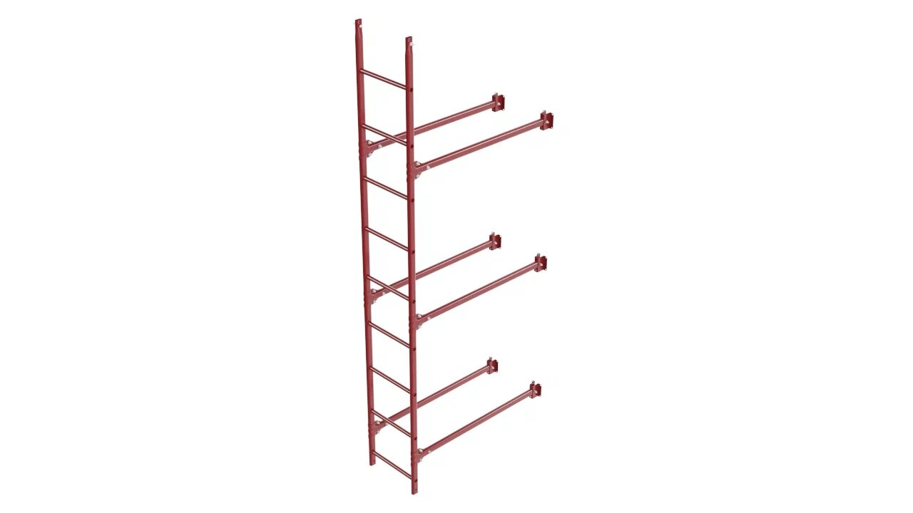 Комплект фасадной лестницы Borge <b>(Нижняя секция)</b> 2,7м , красный (3011) 