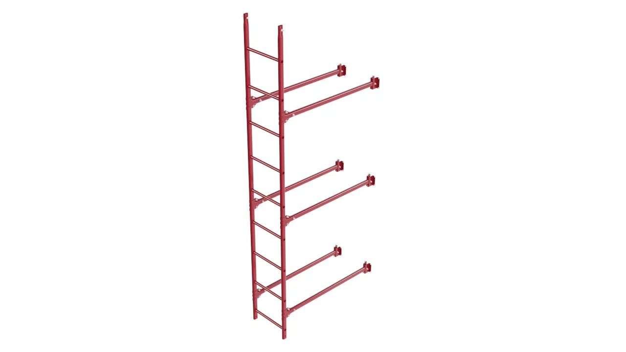 Комплект фасадной лестницы Borge <b>(Нижняя секция)</b> 2,7м , рубиново-красный (3003)