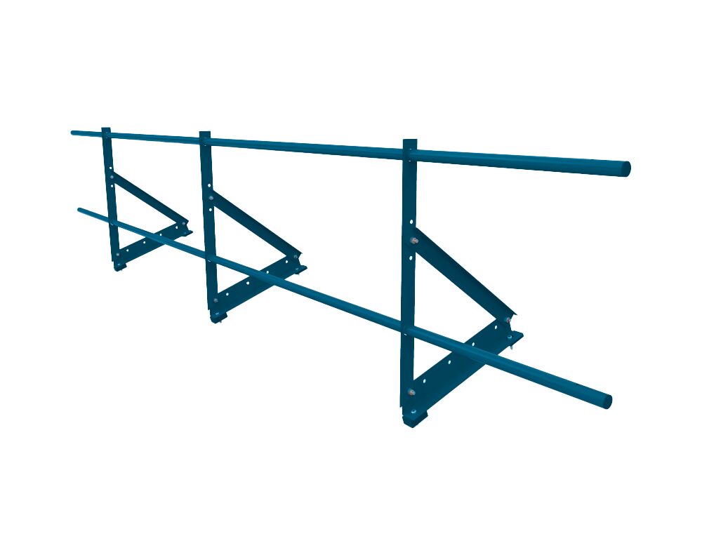 Ограждение для МЧ, ГЧ и профнастила h1.2м 3.0м оцинк. Русь Эконом, Ограждение для МЧ, ГЧ и профнастила h1.2м 3.0м 5005 (синий) оцинк. (сборная стойка крепления к кровле 350мм, 2 трубы D25мм, обжимка, заглушки, крепеж) Русь Эконом