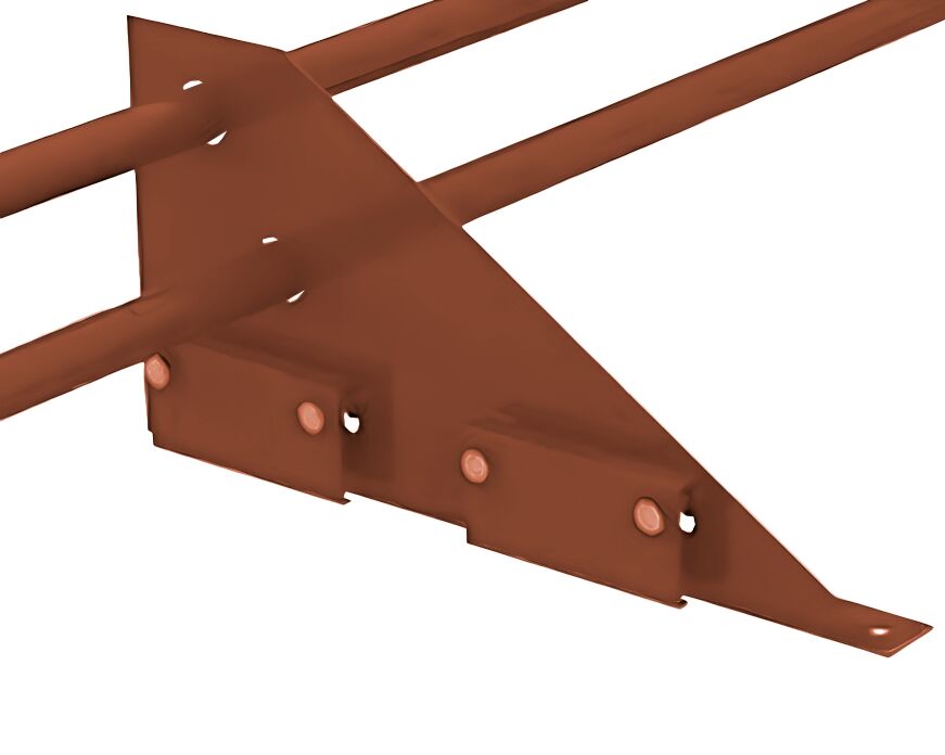 Опора треугольная для фальца D25 неоцинк. Русь, Опора треугольная для фальца D25 8004 (терракотовый) неоцинк. (порошковая покраска, опора толщиной 1.5мм) Русь