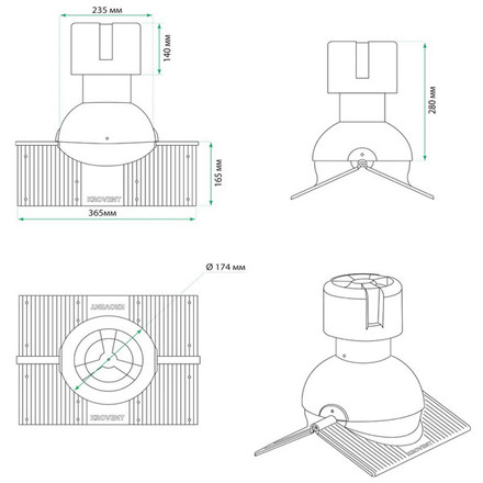 Krovent Коньковый аэратор черный (RAL 9005) <b>Pipe-Cone (вентиляционный)</b>  для любого вида кровли