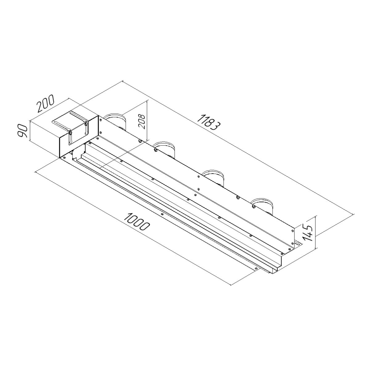 Щелевой диффузор в гипрок с КСД на 4 прямых выхода VPNDG/F 1000/75х4 Provent купить в Москве Щелевой диффузор в гипрок с КСД на 4 прямых выхода VPNDG/F 1000/75х4 Provent