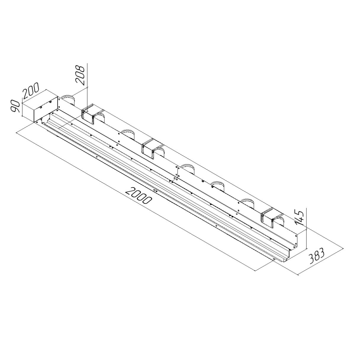 Щелевой диффузор в гипрок с КСД на 8 прямых выходов VPNDG/F 2000/75х8 Provent купить в Москве Щелевой диффузор в гипрок с КСД на 8 прямых выходов VPNDG/F 2000/75х8 Provent