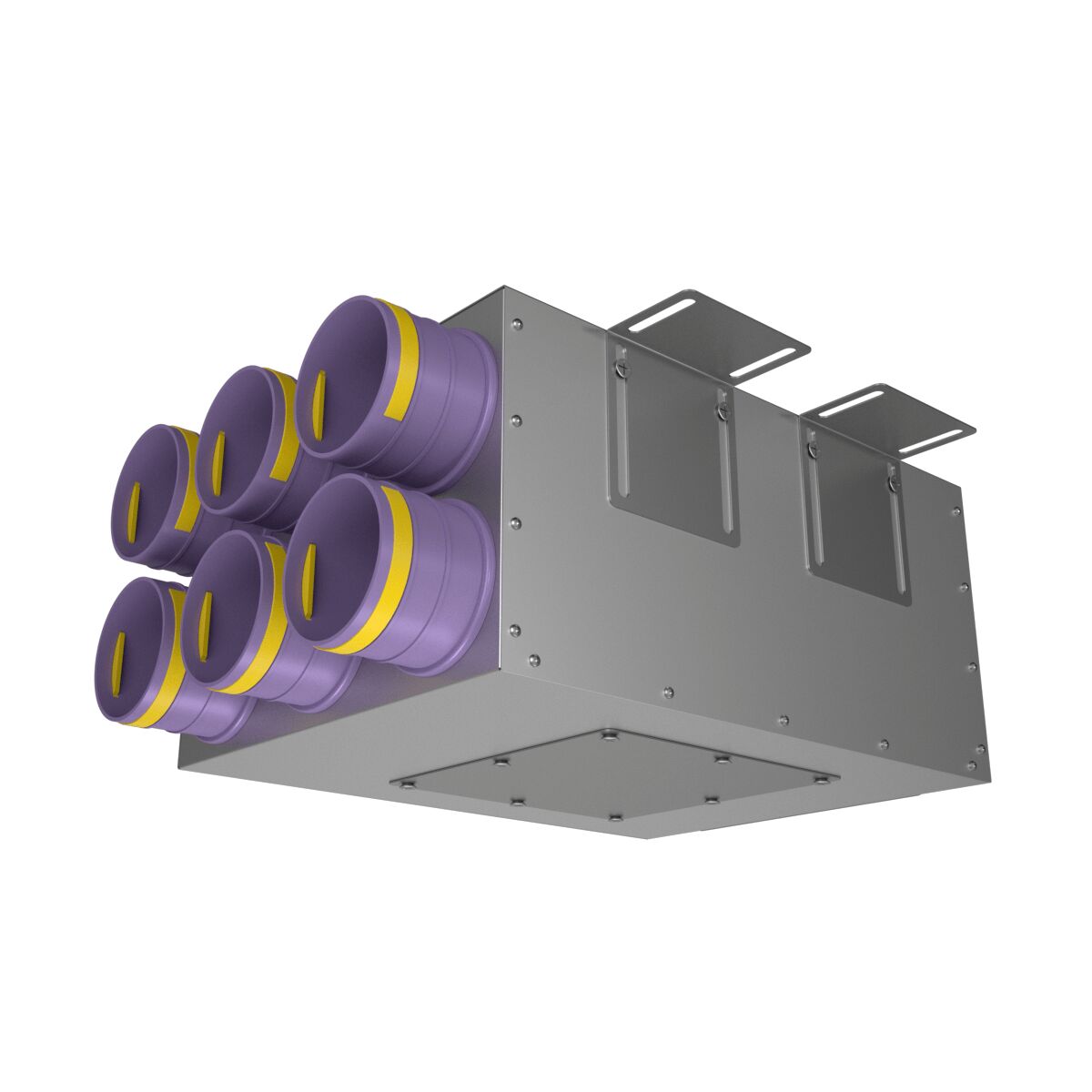 Коллектор металлический на 6 выходов KV 125/75x6 Provent
 (Комплектуется без фланцев. Фланцы/заглушки необходимо докупать дополнительно), серый