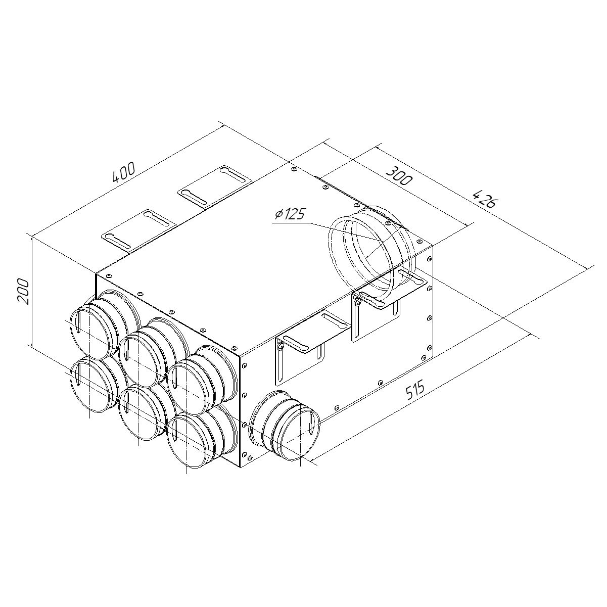 Коллектор металлический на 8 выходов KV 125/75x8 Provent