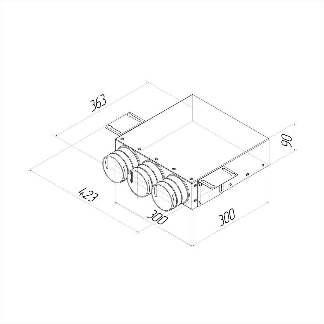 Пленум прямой прямоугольный на 3 выхода VPK 300х90/75х3 Provent