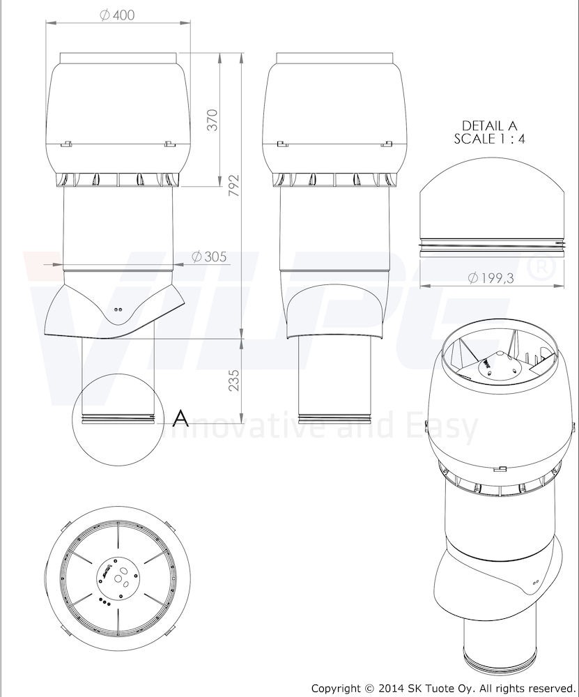 Теплоизолированный вентиляционный выход XL-200/300/700