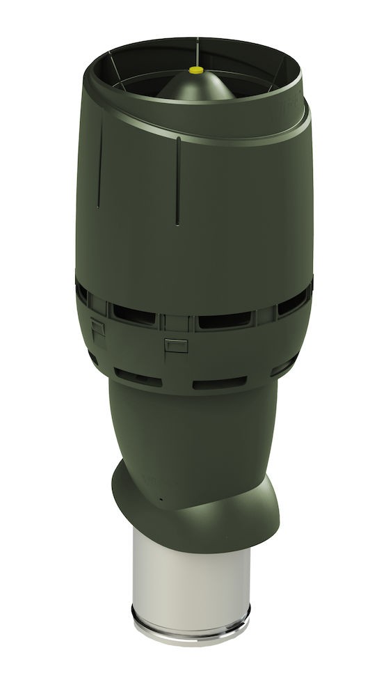 Теплоизолированный вентиляционный выход 160/225/500 FLOW подходит проходной элемент для труб D110–160 мм Vilpe, зеленый (аналог RR11, RAL6020)