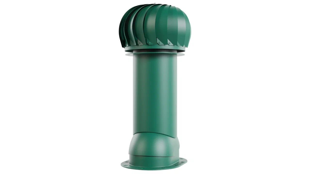 Роторная вентиляция для готовой мягкой и фальцевой кровли 110/550 (утепленная), темно-зеленый