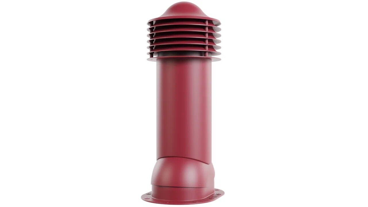 Труба вентиляционная для готовой мягкой и фальцевой кровли 110-125/650 (утепленная), темно-красный