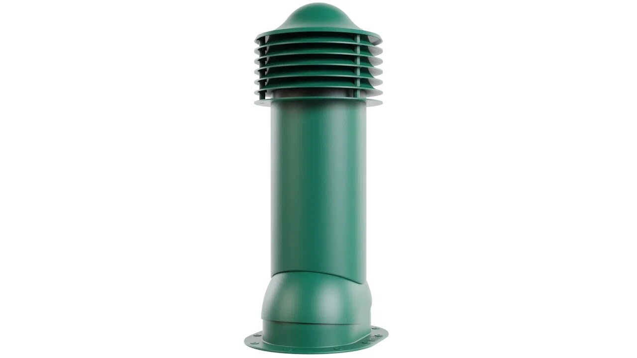 Труба вентиляционная для готовой мягкой и фальцевой кровли 110-125/650 (утепленная), темно-зеленый