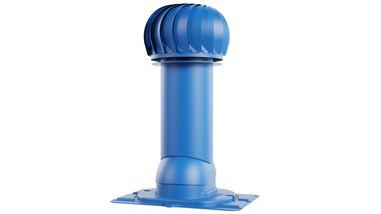 Роторная вентиляция с универсальным проходным элементом 110/550 (утепленная), синий