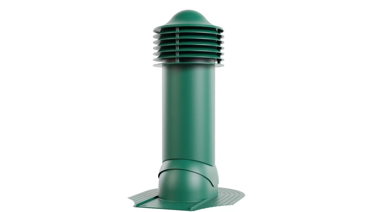Труба вентиляционная для мягкой кровли (при монтаже) 150/650 (утепленная), темно-зеленый