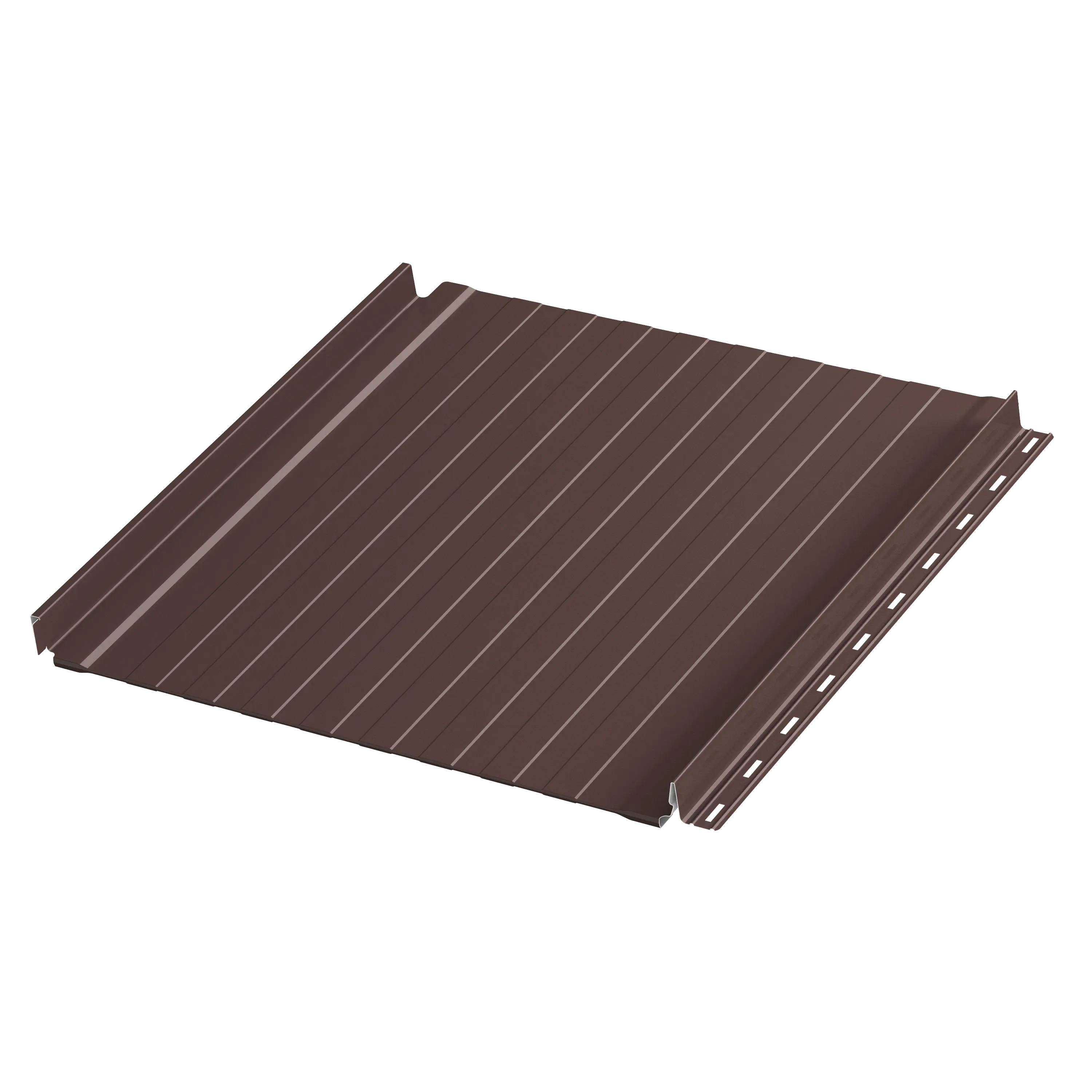 Фальцевая панель AQUACLICK Силуэт-8 0.50мм Zn140 RR32 (темно-коричневый) ПЭ с подгибом {длины по списку} купить в Санкт-Петербурге