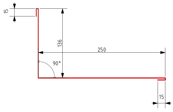 Планка примыкания 90° 136х250-2000мм Pural (Matt) BT, Планка примыкания (фальц) Один 0.50мм Zn275 GreenCoat Pural Matt BT RR23 (темно-серый) 2м