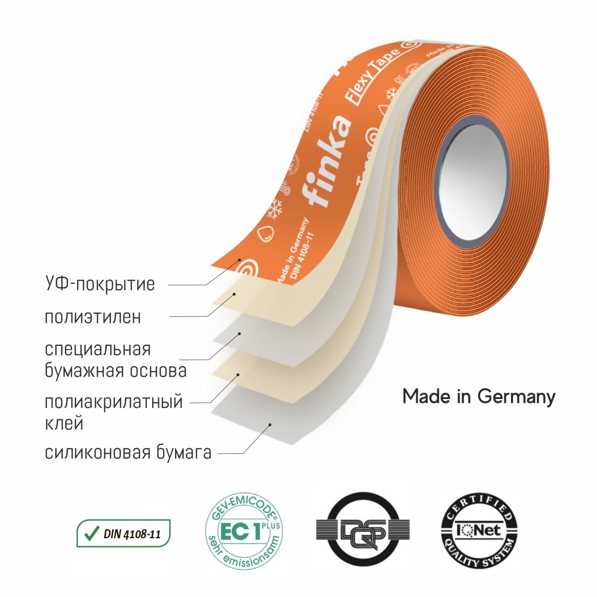 Скотч односторонний Finka Flexy Inside Tape 50мм x 40м Финка