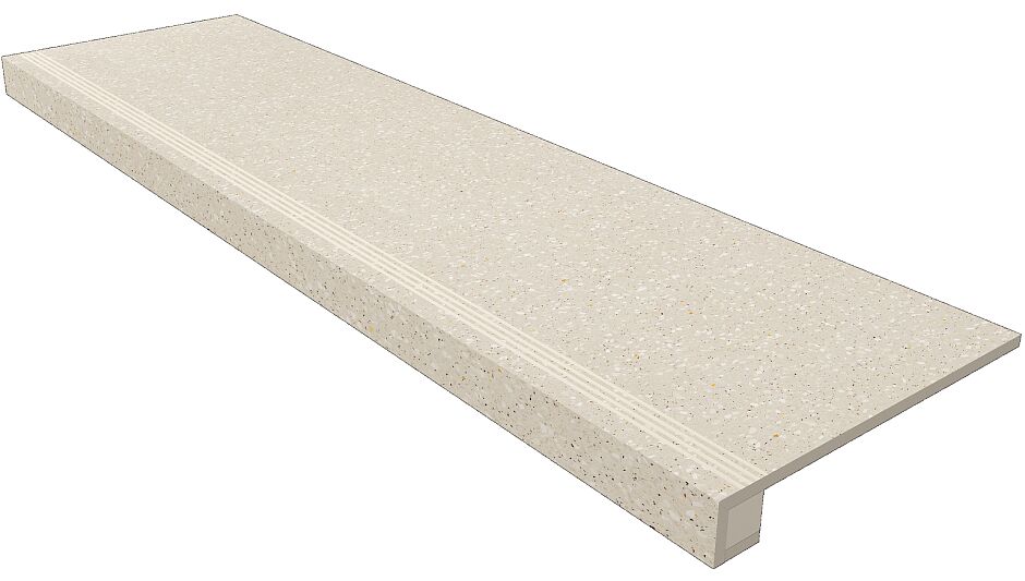 Комплект Ступень Cosmos CM02 Beige (33x120) непол. (прямоугол. бортик) с насечками + Подступенок (14,5x120), бежевый