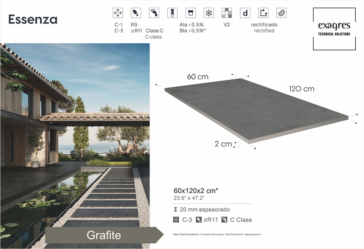 Керамогранит уличный Essenza Grafite Base C3 600х1200х20мм 1шт/уп TERRASLAB купить в Санкт-Петербурге