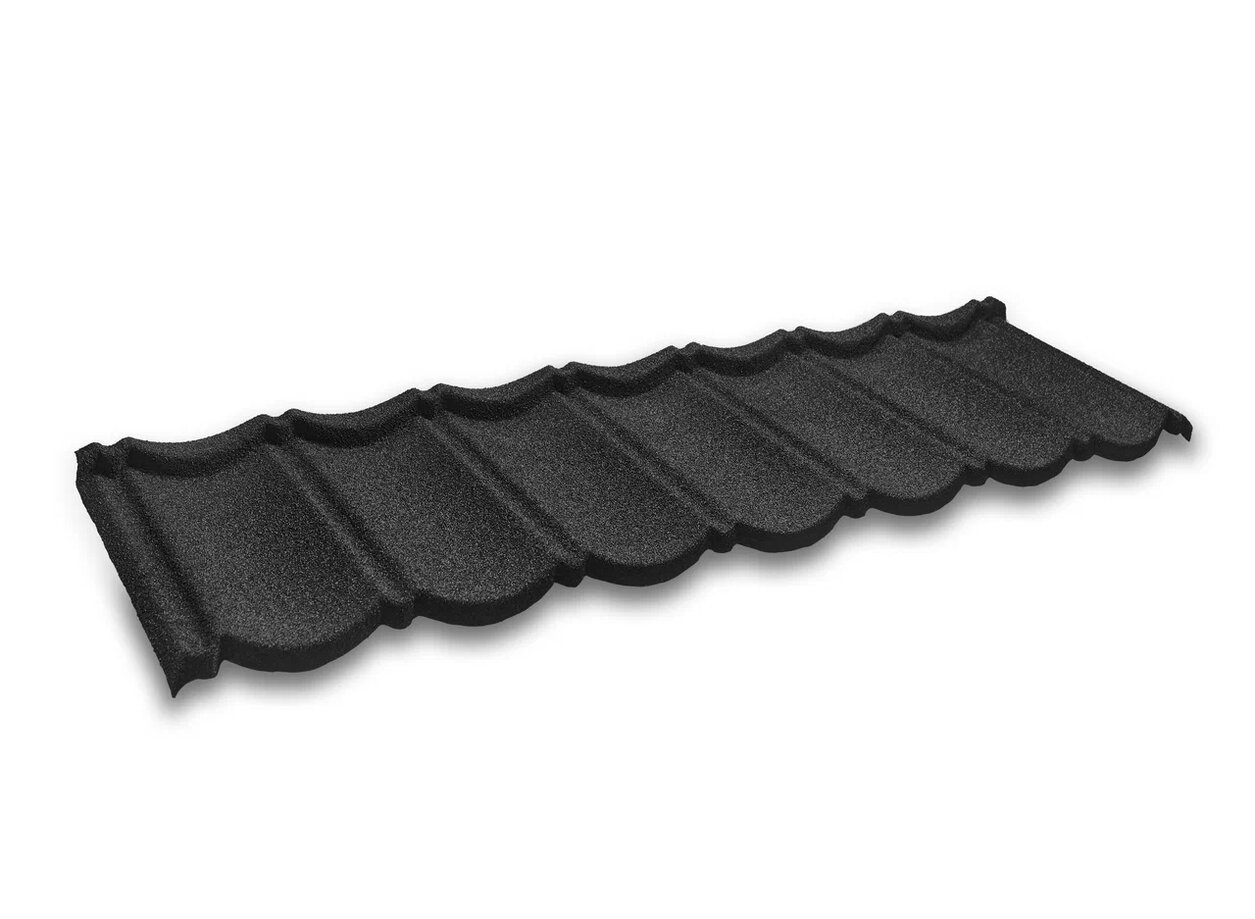 Черепица композитная 0.40мм 1340х420мм CM ROOF BOND BLACK (черный) купить в Москве