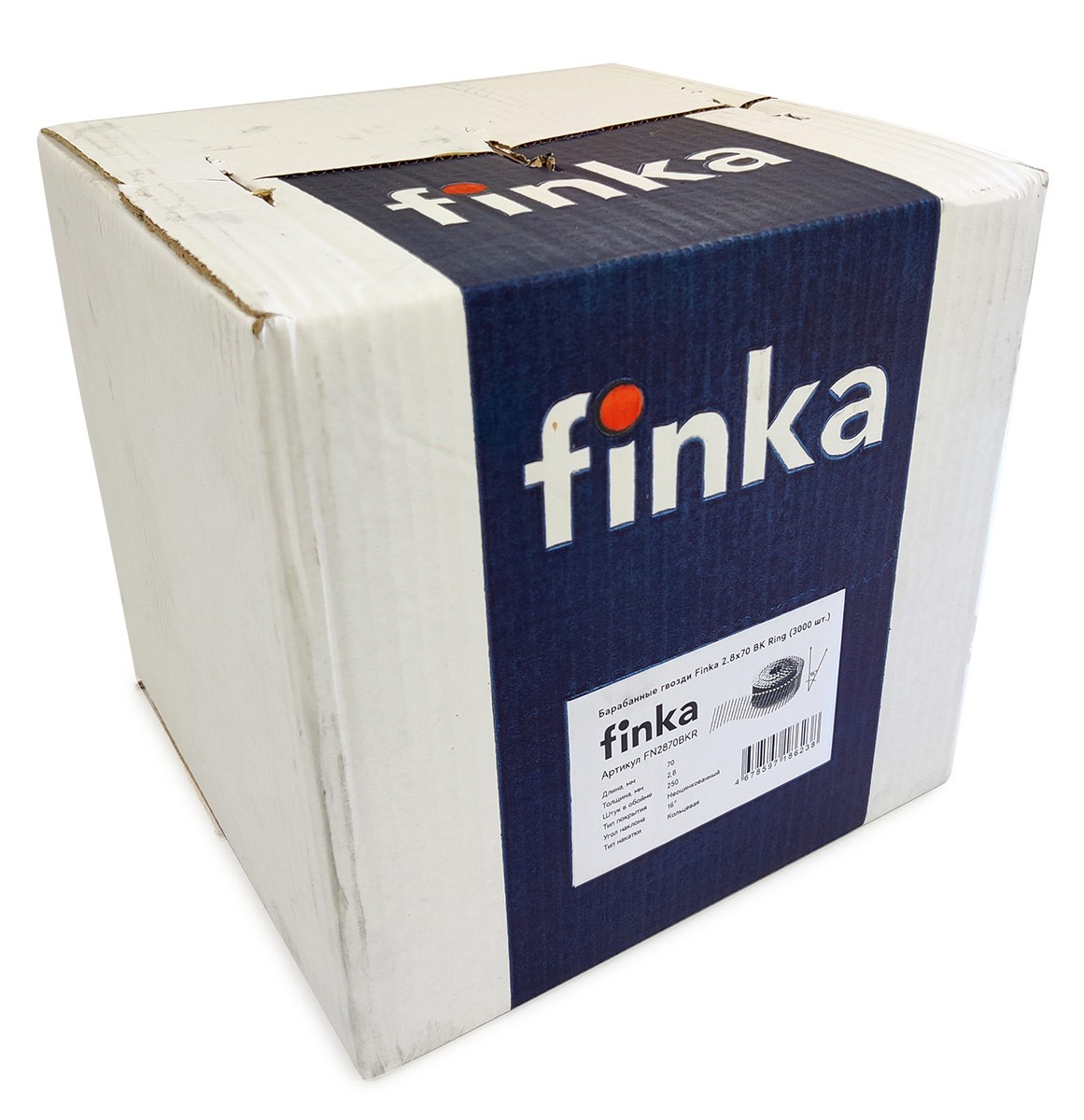 Упаковка барабанных гвоздей FINKA 2.8х70 BK Ring 3000шт/уп