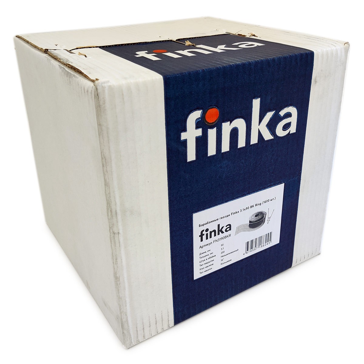 Упаковка барабанных гвоздей FINKA 3.1х90 BK Ring 1600шт/уп