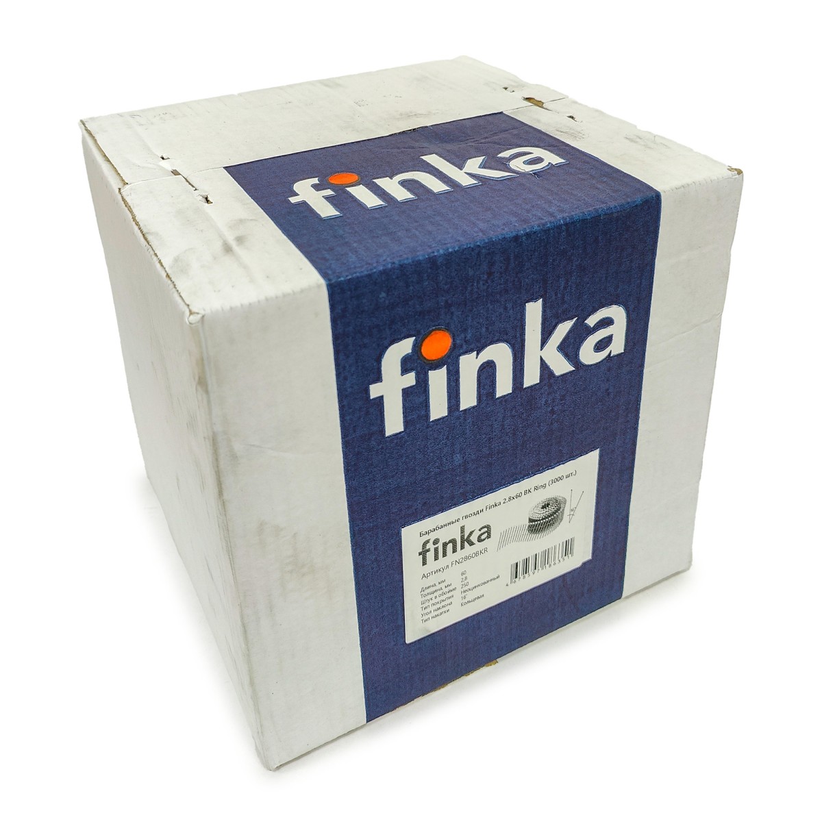 Упаковка барабанных гвоздей FINKA 2.8х60 BK Ring 3000шт/уп