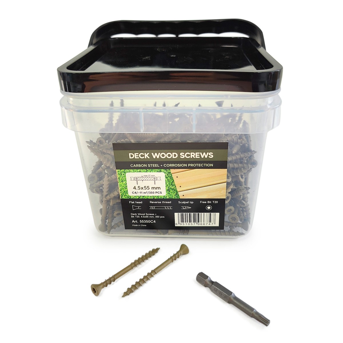 Упаковка саморезов Deck Wood Screws C4 T20 55х4.5 мм 350шт/уп, серый