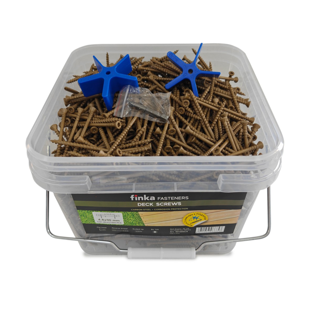 Упаковка саморезов Deck Wood Screws C4 T25 90x4.8мм 1350шт/уп купить в Санкт-Петербурге