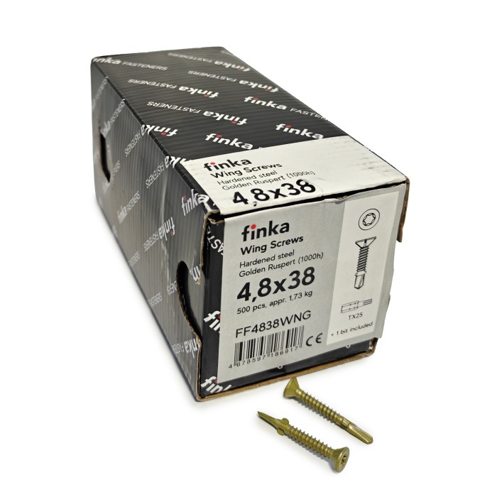 Упаковка шурупов флюгельных Finka Wing Screws 4.8x38TX25 Golden Ruspert 500шт/уп купить в Санкт-Петербурге