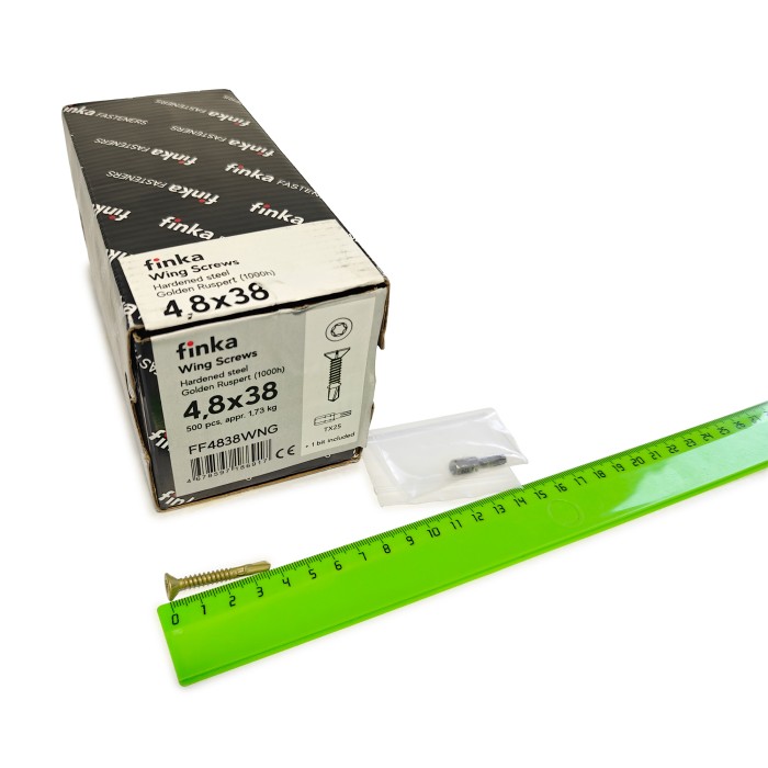 Упаковка шурупов флюгельных Finka Wing Screws 4.8x38TX25 Golden Ruspert 500шт/уп купить в Санкт-Петербурге