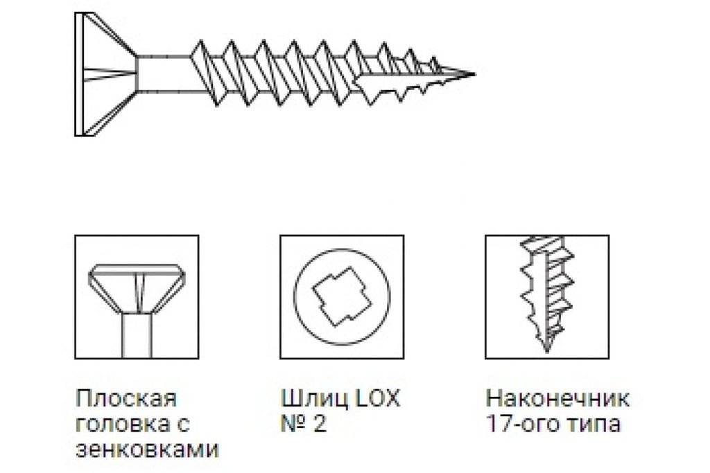 Упаковка 200 шт винт самонарезающий для деревянной обрешетки GRABBERGARD 4,2x38 мм с битой Lox