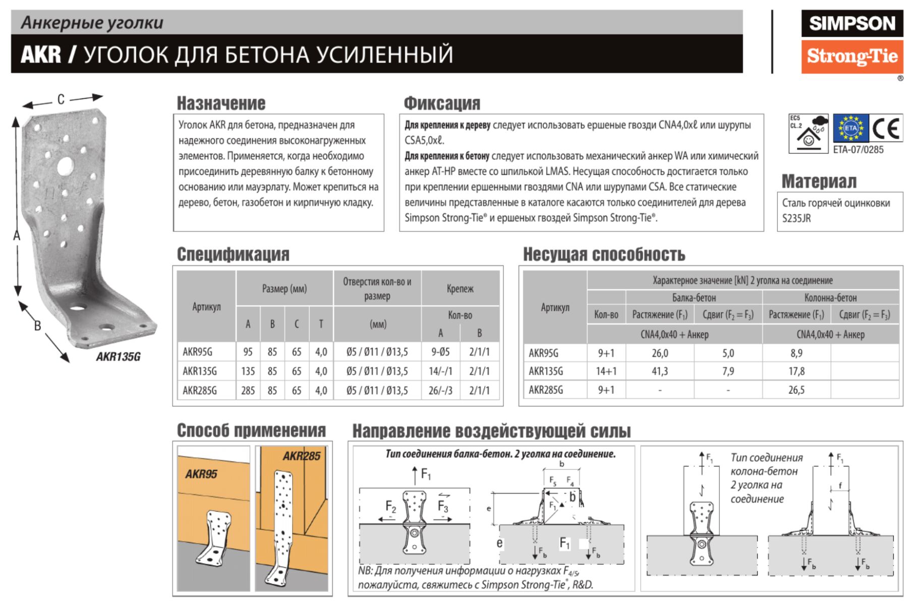 Уголок усиленный Simpson ABR90 90х90х65х2.5