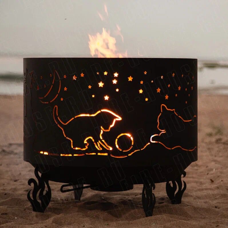 Костровая чаша "Коты и звезды" D1000 коническое дно купить в Санкт-Петербурге